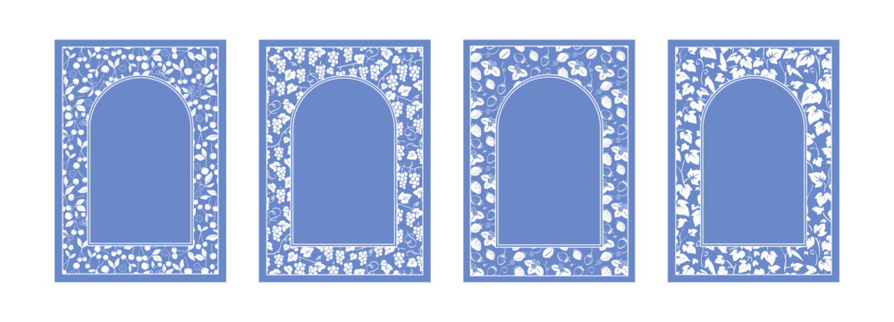 Floral Arch Frame Set with Fruit Patterns (Grape, Cherry, Strawberry, Vine)
