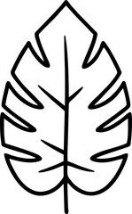 Tropical Monstera Leaf Line Art Illustration for Nature and Summer Decor.