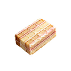 [Transparent Background PNG]Delicious Pink and White Iced Sponge Cake Slice