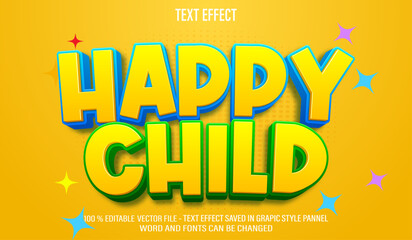 Happy Child  3d editable text effect style