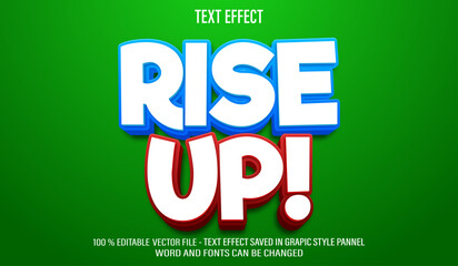 Rise Up 3d editable text effect style