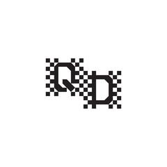 Alphabet Logo Monogram Design Modern Abstract Bold QD Initial Pixel Vector Alphabet