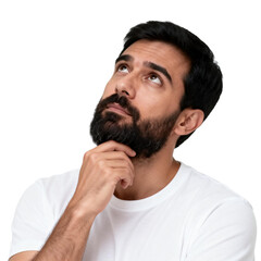Obraz premium [Transparent Background PNG]Thoughtful Man with Beard Looking Up