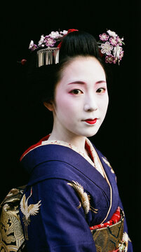 Elegant traditional geisha portrait with refined beauty and grace