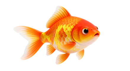[Transparent Background PNG]Colorful goldfish with vibrant orange and yellow scales swimming