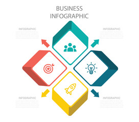 Modern Infographic Vector Template. Can be used for workflow layout, diagram, annual report, web design. Chart infographic template with 4 options for presentations. Vector illustration.