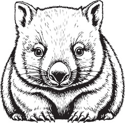 Obraz premium Wombat portrait drawing sketch on transparent background cute marsupial native animal illustration