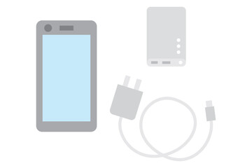 スマホ　充電器　モバイルバッテリー　イラスト © またむらだいち