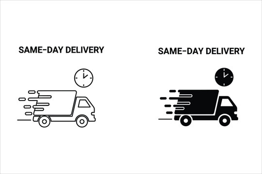 Two Delivery Trucks with Clocks for Same Day Delivery Service