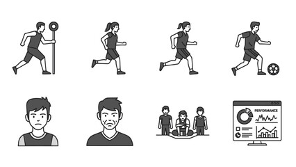 Dynamic sport and health icon collection for digital applications and visual communication design