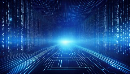 blue digital binary data concept technology ai cybersecurity