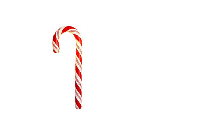 Single red and white striped candy cane on black background Christmas sweet
