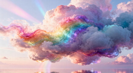 Fototapeta premium Vibrant Colorful Clouds with Rainbow-like Streaks in the Sky