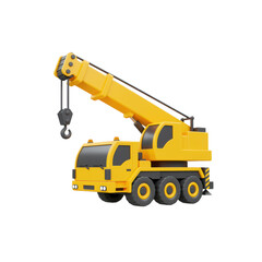 Obraz premium Yellow mobile crane vehicle isolated on transparent background