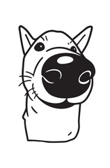 Funny Dog Face Black and White Line Art
