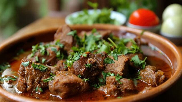 Mouth-watering beef stew with a rich cumin and coriander base, simmered to perfection.