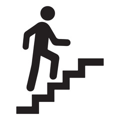 Walking up the stairs or staircase icon vector silhouette