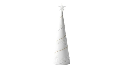 White cone shaped Christmas tree with star and geometric patterns image