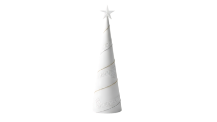White cone shaped Christmas tree with star and geometric patterns image
