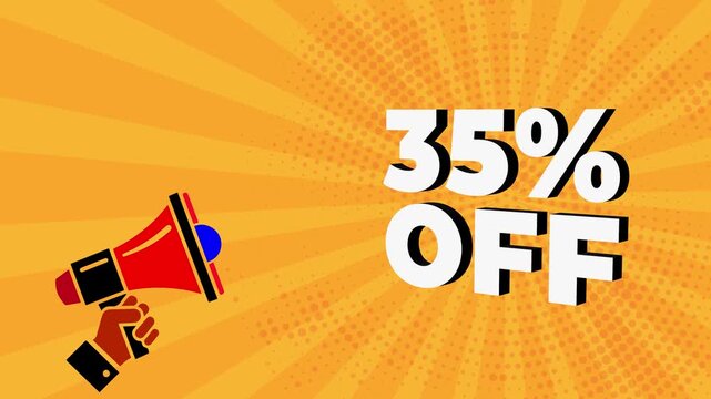 35% Off Discount Video, 35 percent off text animation video, 35% off, 35% off sale