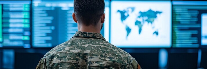 Military situational awareness grid cross-region monitoring risk-level indicators operational visualization.