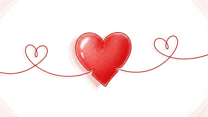 Three red hearts connected by a delicate string, symbolizing love, unity, and strong emotional bonds