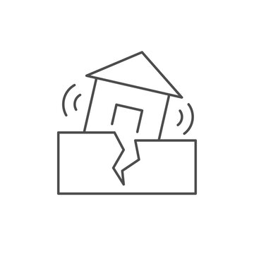 Earthquake and house line icon