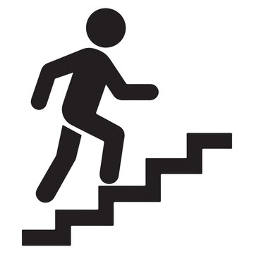 Walking up the stairs or staircase icon vector silhouette