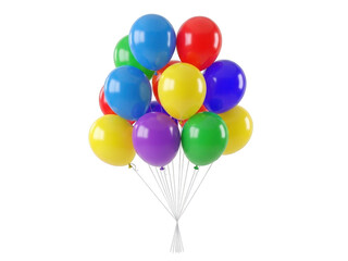 Bunch of colorful balloons isolated on transparent background