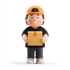 Illustration of a package delivery man carrying boxes.