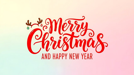 Merry Christmas and Happy New Year Typography with Festive Decorations