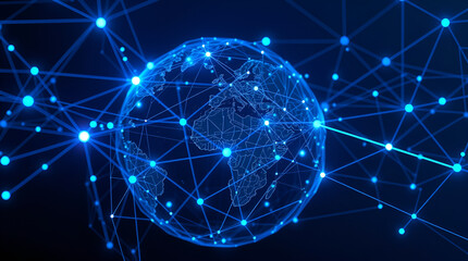 Futuristic HUD Network Interface with Blue Global Digital Connections