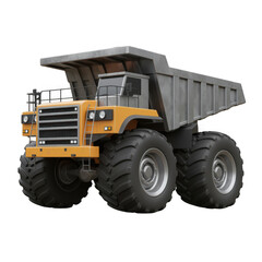 Obraz premium Yellow and gray mining dump truck isolated on transparent background