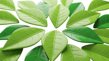 Green leaves pattern isolated on transparent background
