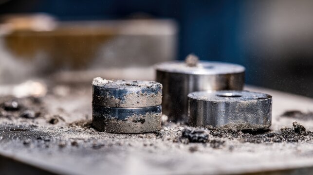 Medium shot of cobalt alloy parts subjected to corrosion testing in a humidity chamber demonstrating resilience against environmental wear and degradation.