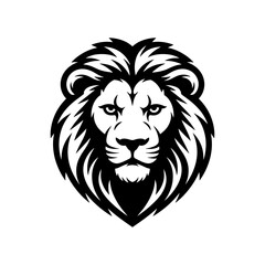 Obraz premium Lion head silhouette vector illustration logo, Isolated lion logo set, Royal king lion crown symbols, Silhouette wild roaring lion king head tattoo set, lions head black and white sketch design