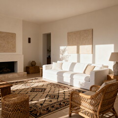 Serene Minimalist Living Room with White Sofa