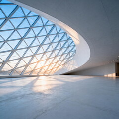 Modern Curved Interior with Glass Geometry