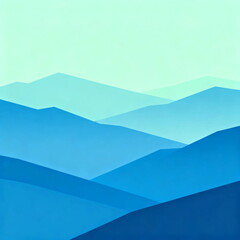 A Serene Abstract Blue Mountain Range with Soft Gradients