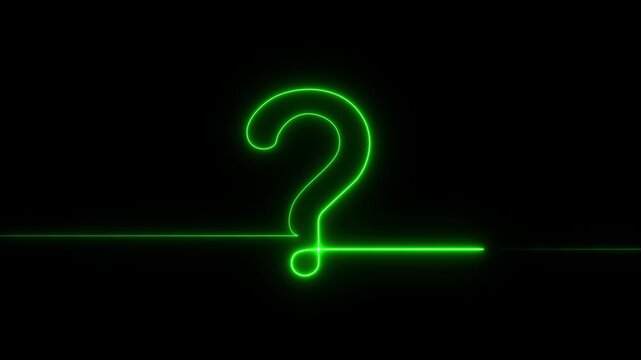 Glowing Question mark icon animation,Neon question mark icon animation glowing neon green color confusion mark,Question mark icon symbol on color color simple shape circle animation