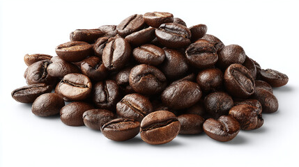 Obraz premium Close-up of roasted coffee beans forming a pile, evoking rich aromas and textures