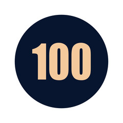 a number 100 on a blue background icon vector design