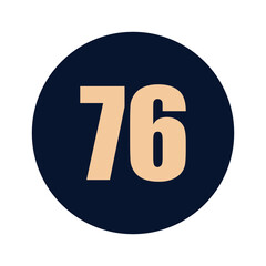 a number 76 on a blue background icon vector design