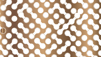 Abstract metallic perforated surface pattern with bronze gradient and dark background texture