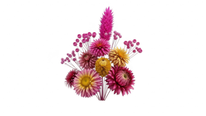 Colorful flower bouquet isolated on transparent background