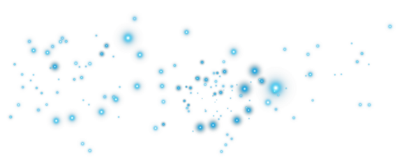 Blue magic dust with sparkling lights and stars. On a transparent background