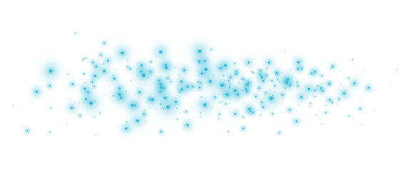 Blue magic dust with sparkling lights and stars. On a transparent background