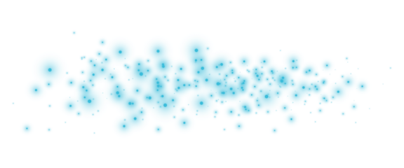 Blue magic dust with sparkling lights and stars. On a transparent background