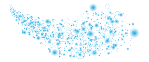 Blue magic dust with sparkling lights and stars. On a transparent background