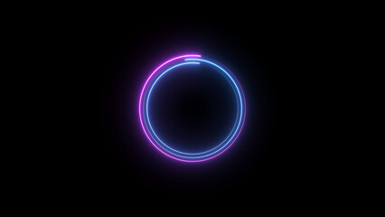 Obraz premium A dynamic circular illustration, and glowing Neon blue circle frame loading icon background retro style illustration . on a black background. and creating a stunning illustration.4k illustration